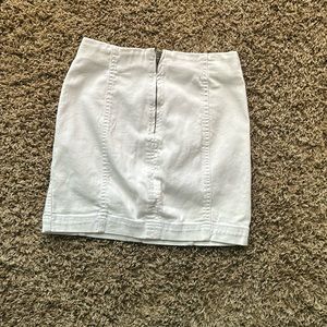 White zip up mini skirt